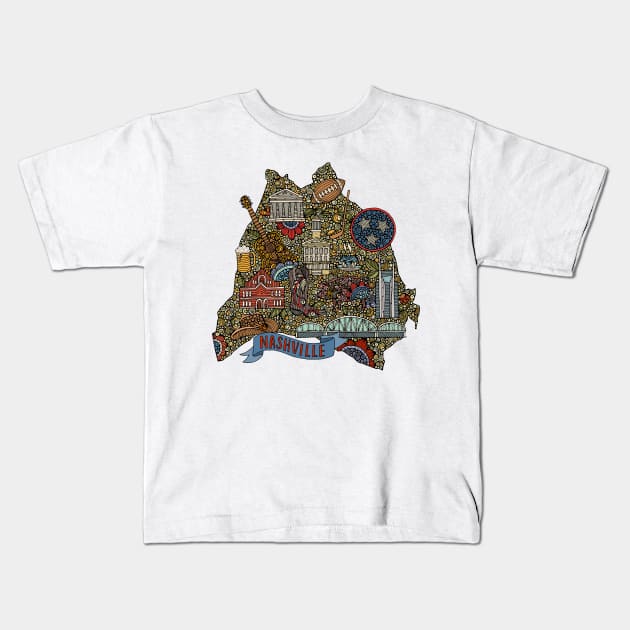 Nashville, TN Kids T-Shirt by Valentina Harper